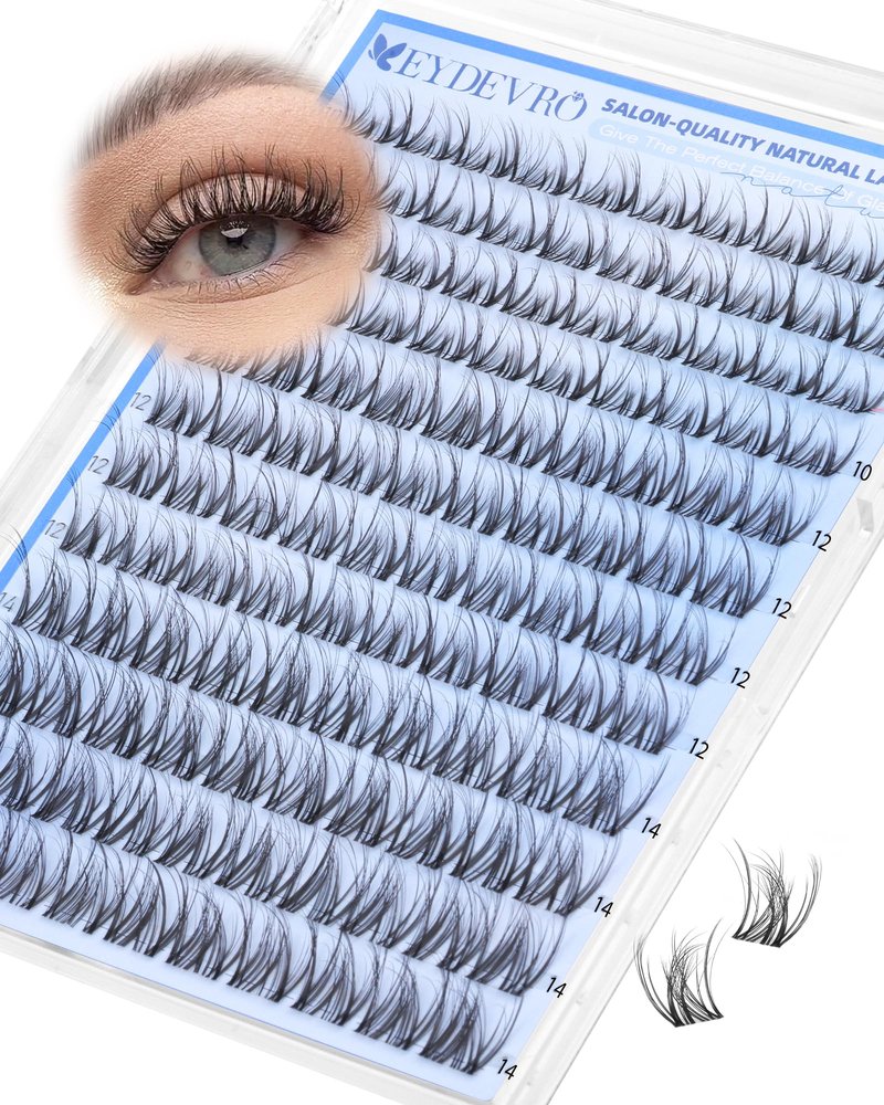 EYDEVRO Spider Lash Clusters Breeze Wispy Eyelash Clusters Slightly Fluffy Cluster Eyelash Extensions 10mm-12mm-14mm Clear Band DD Curl Cluster Lashes DIY Salon-quality Lash Extensions at Home