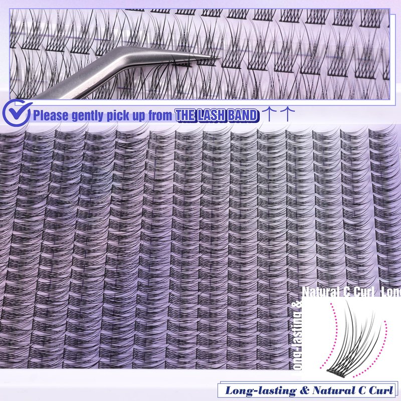 Natural Lash Clusters Wispy Lash Extensions Short 10-14mm DIY Cluster Eyelash Extension C-Curly 280pcs Soft Thin Band Individual Lashes by ALICE