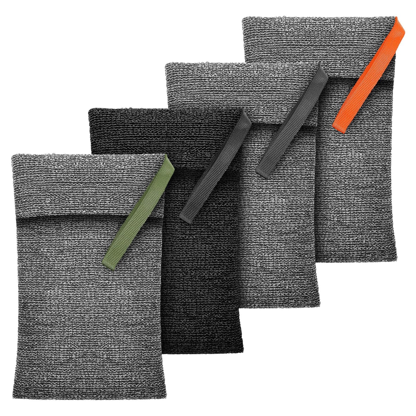 ElevateTech 4Pcs Soap Bags Bar Soap Pouch for Deep Exfoliating Saver Pouch Body Scrubber Shower Sponge Mesh Bar Soaps Foam Lather Pouches Use in Shower for Bath Travel Gift 7.48 × 4.72 in Gray Black