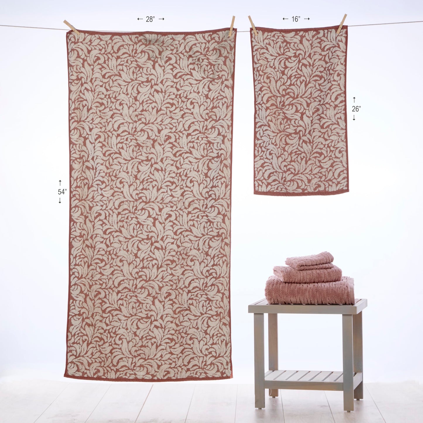 SKL Home Renan 100% Turkish Cotton Premium Bath Towel, 600 GSM, Soft & Absorbent Jacquard, Clay Oxford