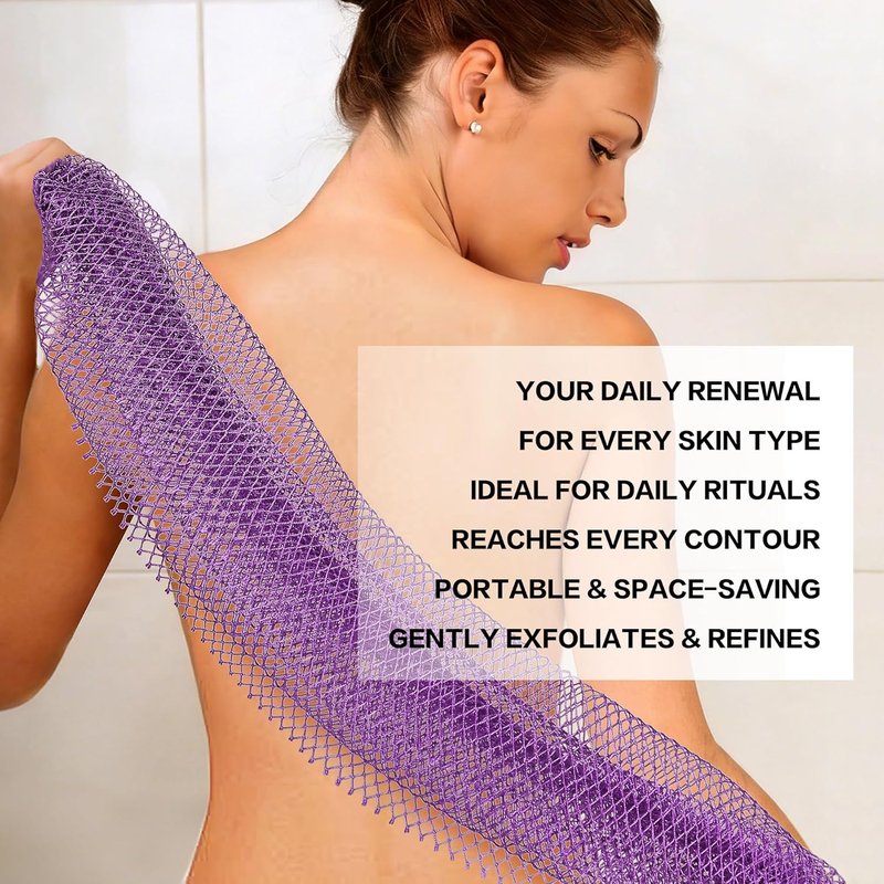 African Net Sponge Exfoliating Body Scrubber - 2-Piece Set for Deep Cleansing & Dead Skin Removal | Pink & Purple