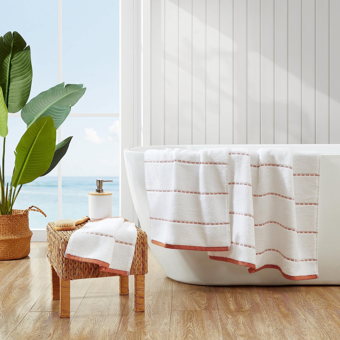 Tommy Bahama - Bath Towels, 100% Soft & Absorbent Cotton, Low Linting & Fade Resistant, Medium Weight Bathroom Towels (Ridley Solid Orange, 3 Piece)