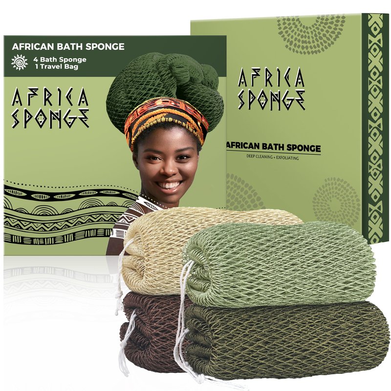 African Net Sponge Authentic - Exfoliating Body Scrubber Bath Sponge - Washcloth Back Scrub for Shower Body Exfoliator - Face & Skin Care Bathroom Essentials for Women