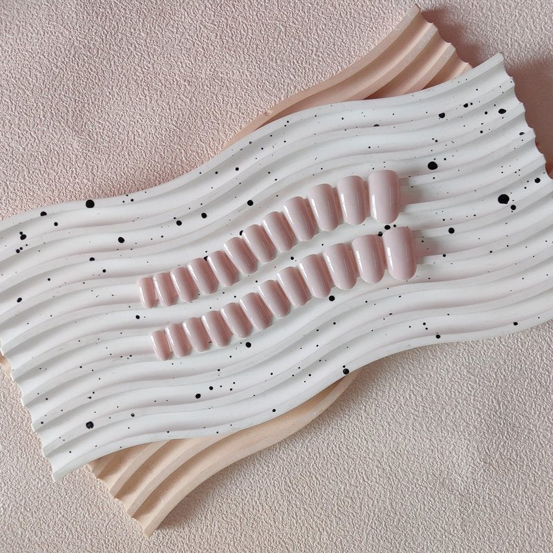Dusty Baby Pink Press on Nails Short Oval Round Nails Glue on, SXVME Short Fake Nails Press ons, Acrylic False Nails Handmade of Gel, Best Thick Natural Almond Nails for Big & Petite Fingers, 24Pcs