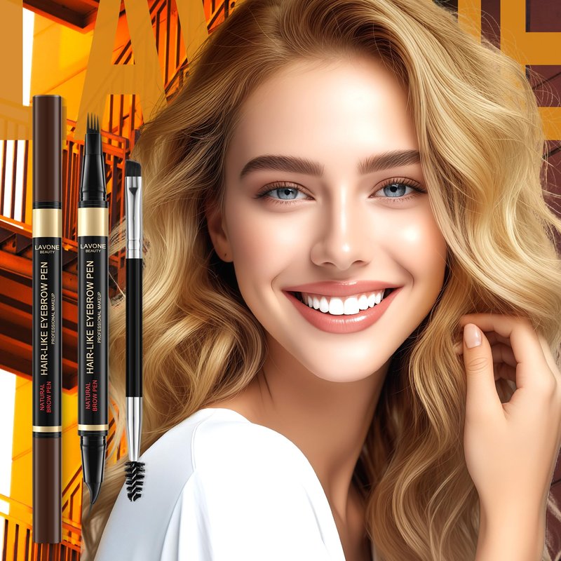 LAVONE Eyebrow Pen, 2-in-1 Eyebrow Pencils for Women with 4 Tip Microblading Eyebrow Pencil and Curved Precise Brow Pencil, Waterproof Eyebrow Pencil Create Full, Natural Hair-Like Brows, Soft Brown