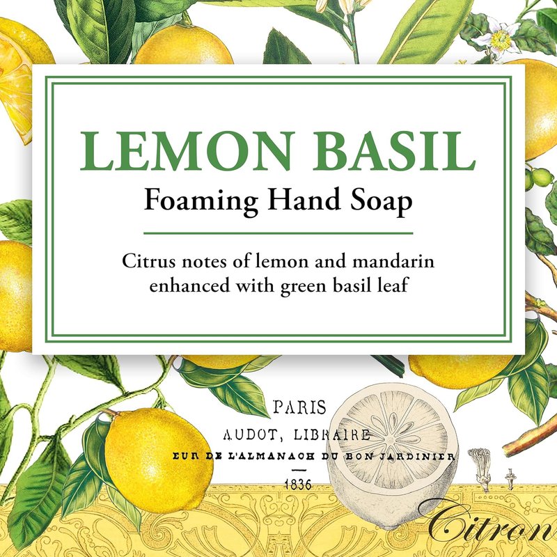 Michel Design Works Foaming Hand Soap - Refreshing Lemon Basil Scent | 17.8 Fl Oz Each