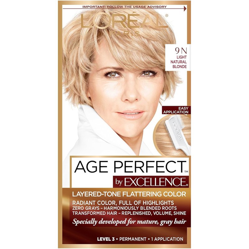 L'Oreal Paris Age Perfect Hair Color - 9N Light Natural Blonde | Permanent Formula, 1 Kit