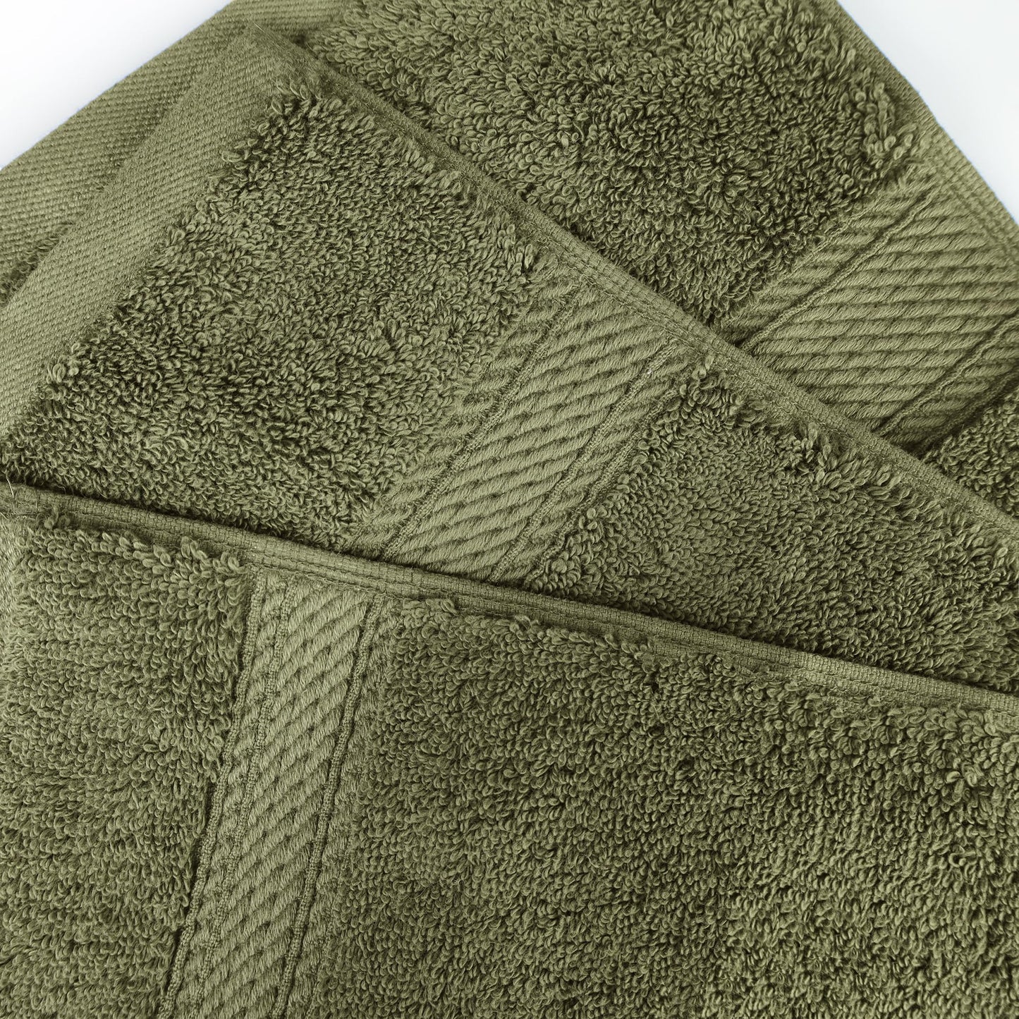 Superior Egyptian Cotton Pile 8 Piece Towel Set, Includes 2 Bath, 2 Hand, 4 Face Towels/ Washcloths, Ultra Soft Luxury Towels, Thick Plush Essentials, Guest Bath, Spa, Hotel Bathroom, Forest Green