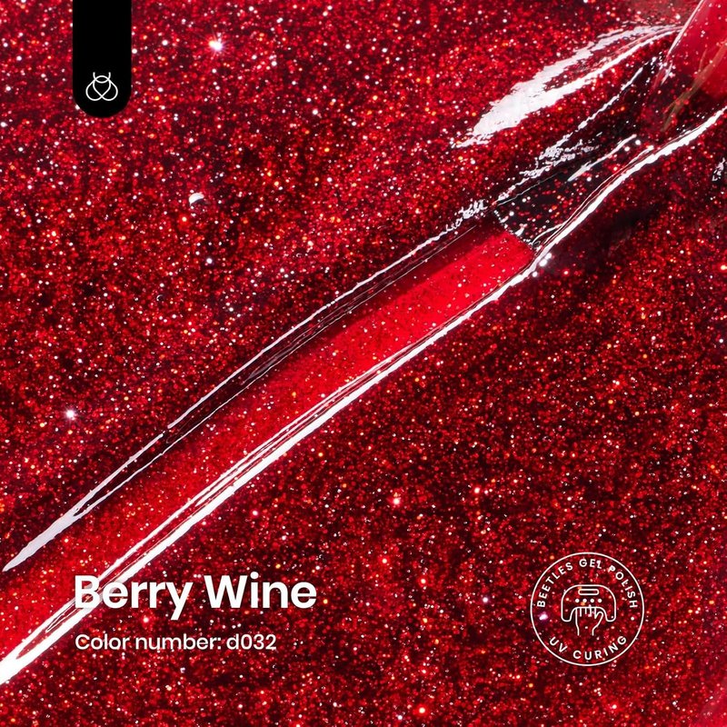 Beetles Glitter Red Gel Nail Polish - Wine Red Shimmer for Stunning Nail Art | 0.5 Oz (15ml)