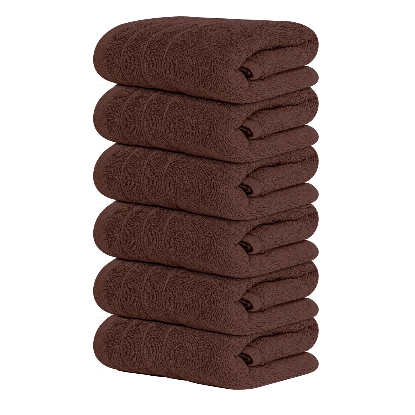 Tens Towels Pack of 6 Hand Towels, 100% Cotton, Lighter Weight, Quick to Dry, 16 x 28 Inches, Super Soft & Absorbent, Perfect for Bathroom & Kitchen (Brown)