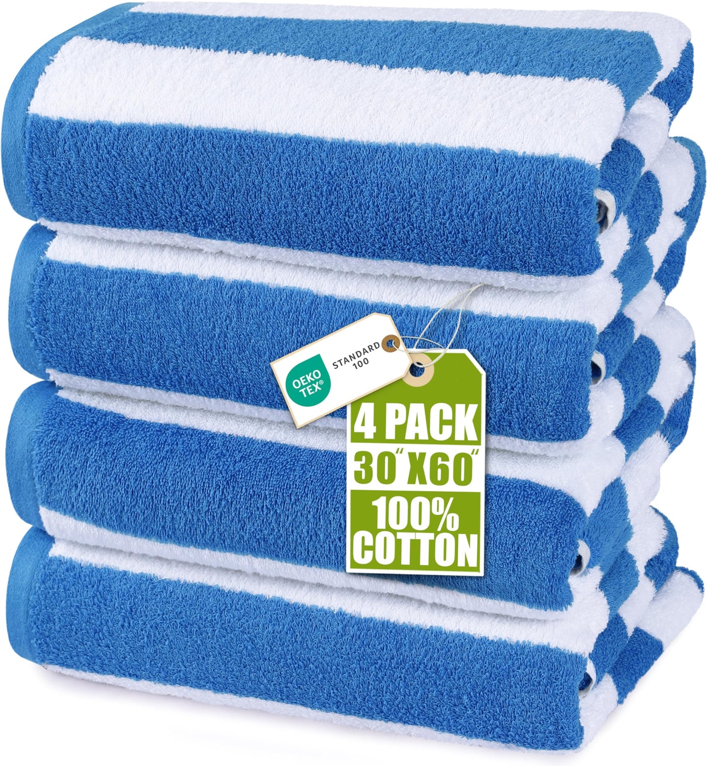 Utopia Towels Pack of 4 Cabana Beach Towels, Oversized 30 x 60 Inches Cotton Beach Towel Set, Smooth Ring Spun Texture for Pool and Swim Days, Modern Striped Design Bath Towels, Plum