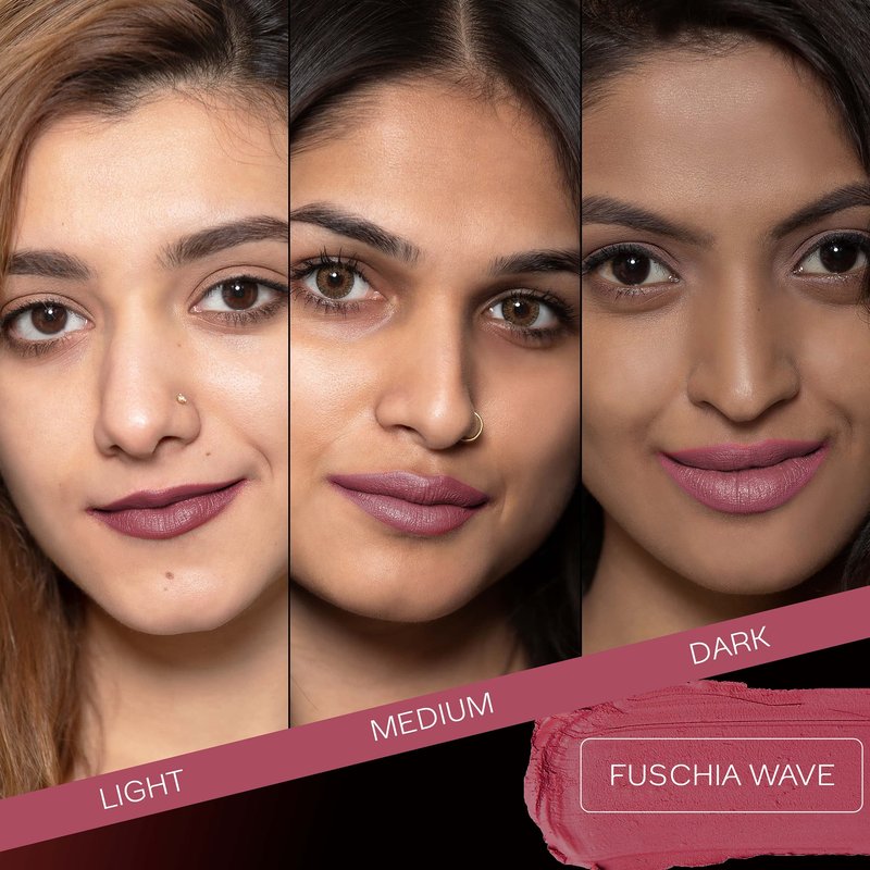 FACESCANADA Weightless Matte Lipstick - Fuschia Wave 02 (Pink), 4.5g | Highly Pigmented Lip Color | Smooth One Stroke Glide | Moisturizes & Hydrates Lips | Vitamin E, Jojoba & Almond Oil Enriched