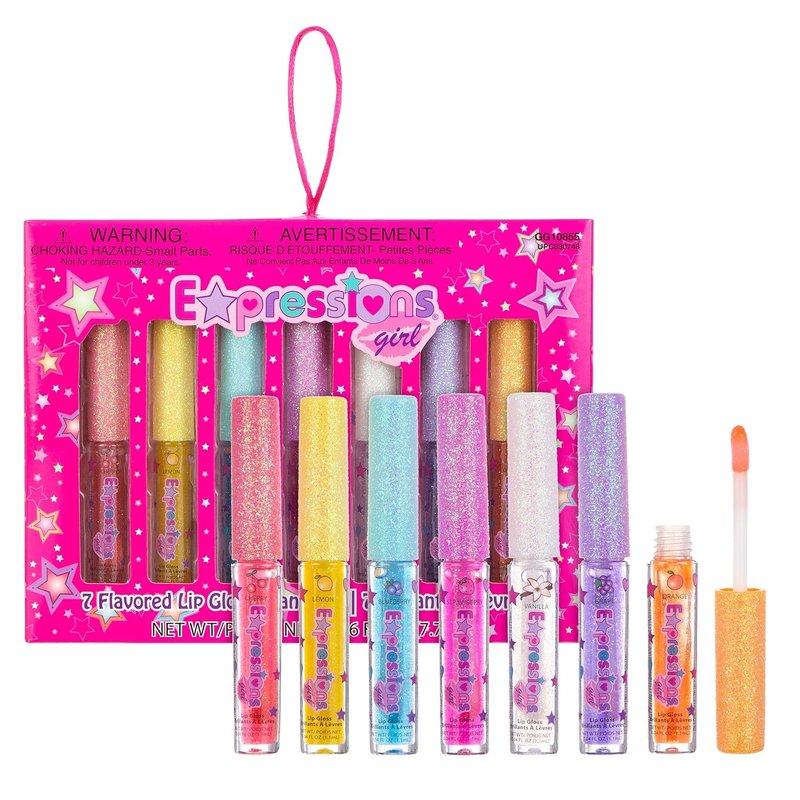 Fruity Flavored Lip Gloss Set for Kids - 7 Assorted Non-Toxic Glosses | Fun & Shiny Lip Care Collection