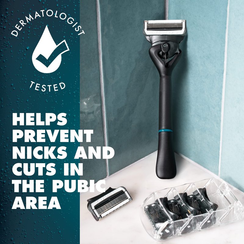 Gillette Intimate Razor for Men, Men’s Pubic Razors for Manscaping, Gentle and Easy to Use, Designed For Pubic Hair, 1 Handle, 2 Blade Refills