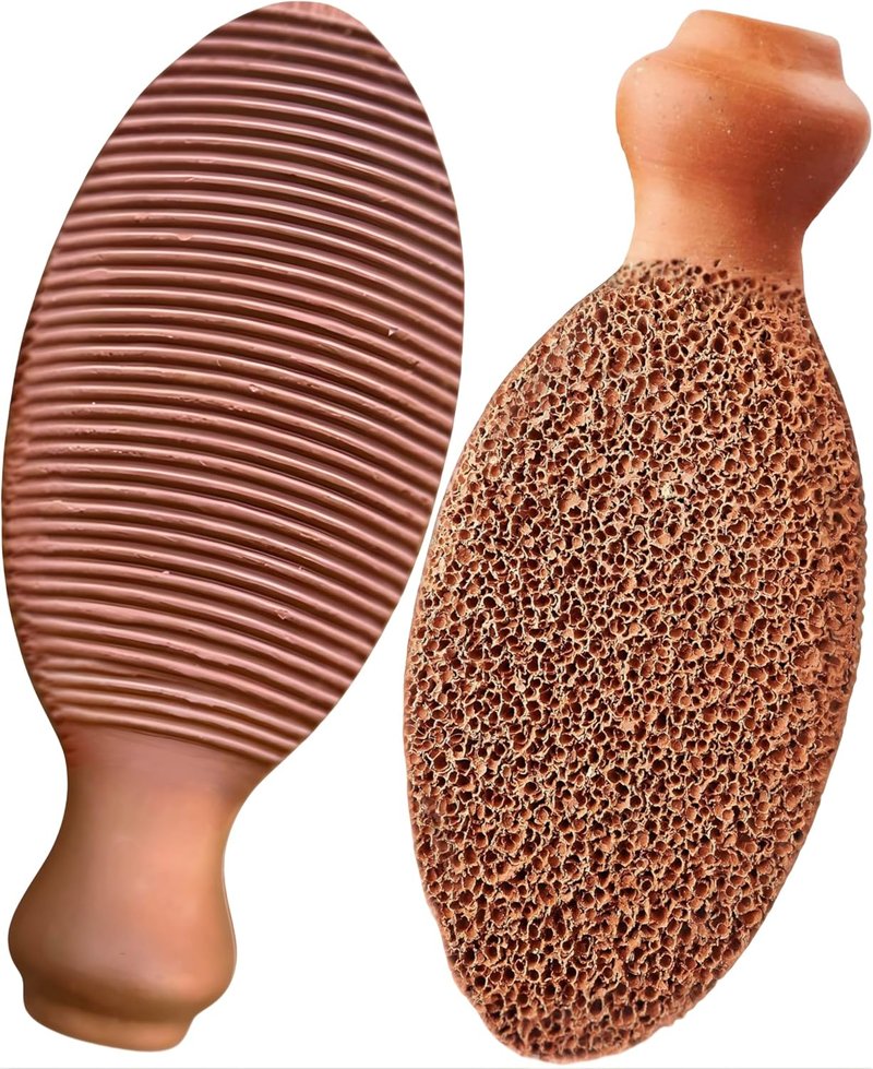 Natural Terra Cotta Pumice Stone - Long-Lasting Callus Remover & Foot Scrubber | Organic Cocoa Infused, 7+ Years Use