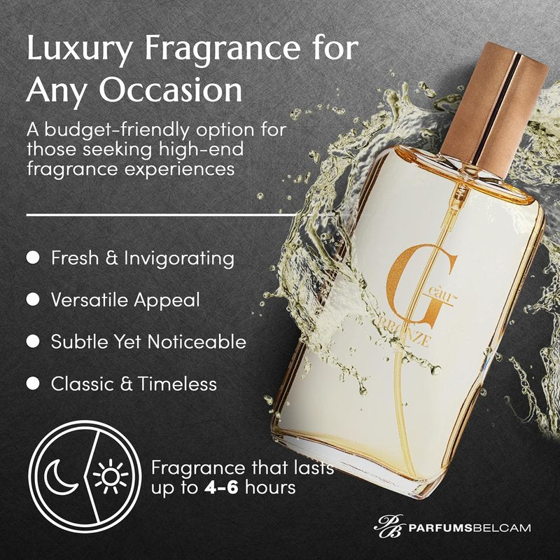 PB ParfumsBelcam G eàu Bronze Eau de Toilette Spray Perfume for Men – 3.4 Fl Oz Affordable Long Lasting Cologne, Aquatic Woody Fragrance with Citrus, Lavender, Rosemary & Patchouli for All Day Use