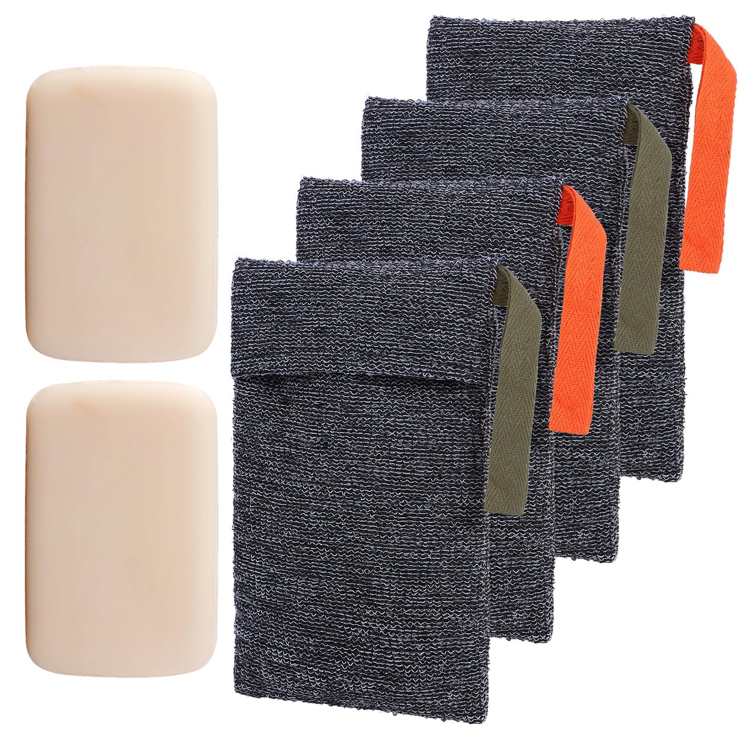 4 Pcs Soap Bags, Bar Soap Pouch for Deep Exfoliating, Body Scrubber Shower Sponge Loofah, Exfoliating Bath Sponge, Lathering Wash Bag Soaps Savers for Soaps Rich Lathering Body Washing