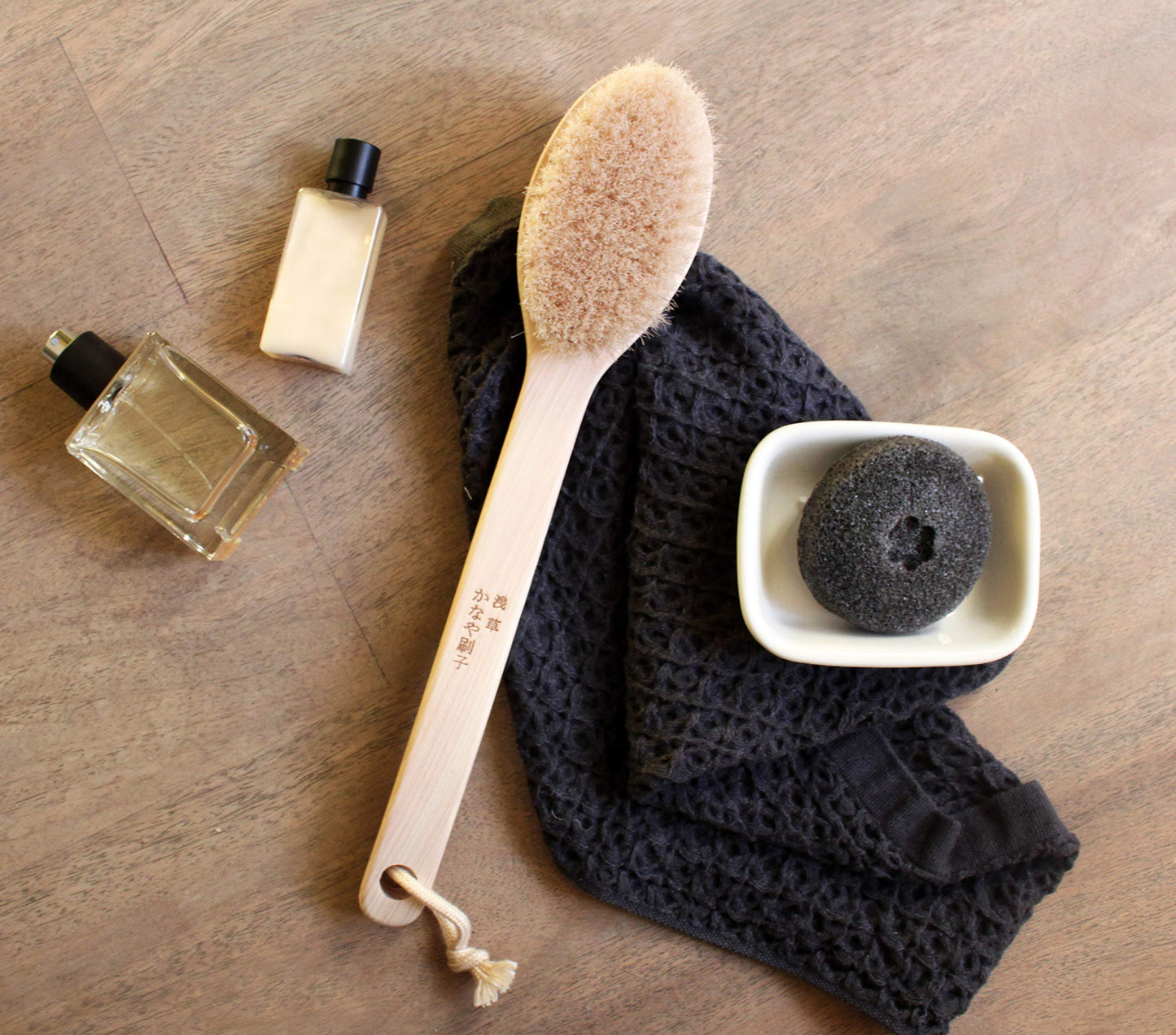 Japanese Body Brush for Bath or Dry Brushing, Exfoliation, Cellulite Treatment, Long Handle, Soft