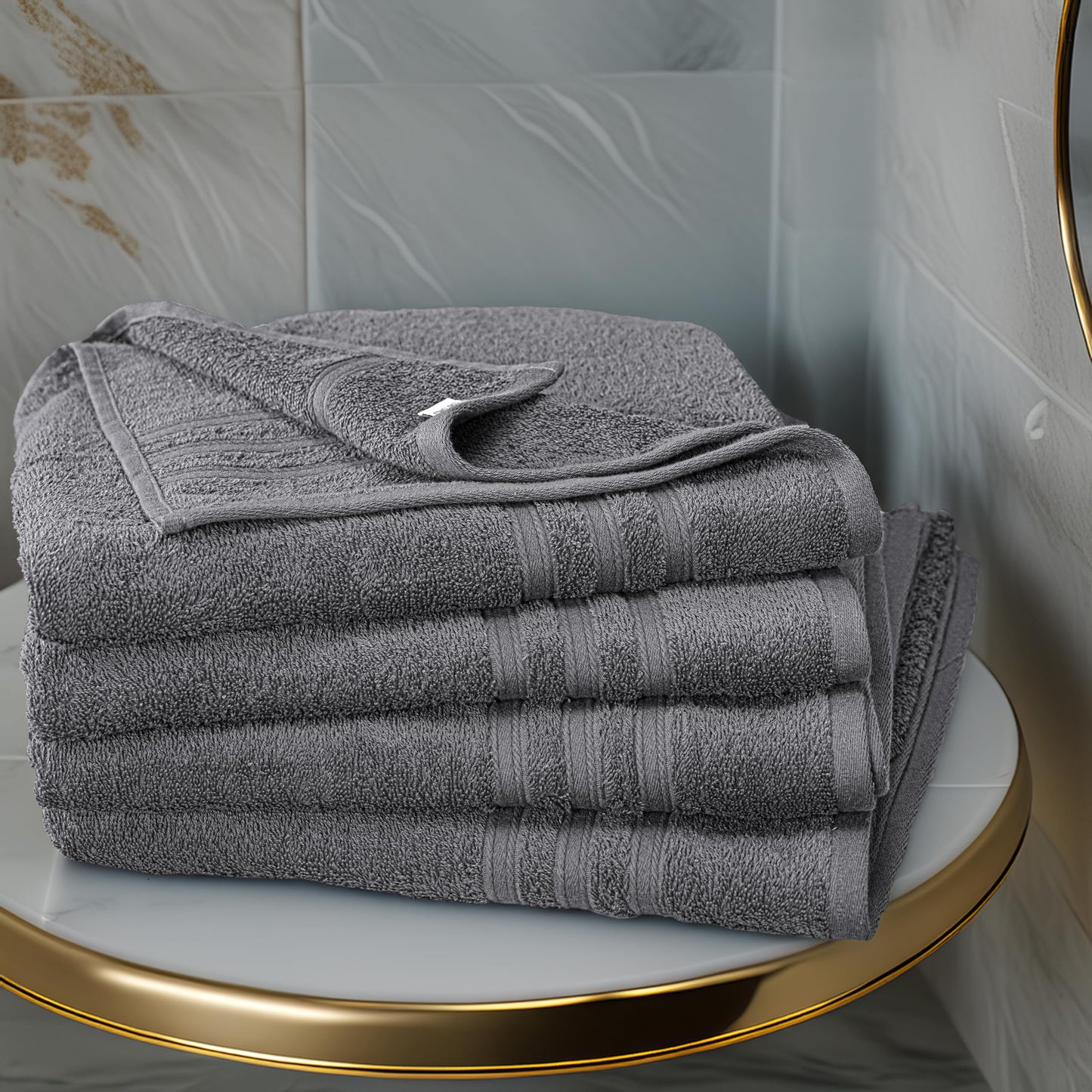 Tens Towels Pack of 4 Soft Bath Towels, 100% Cotton, 27 x 54 Inches, Lightweight & Quick-Dry, Ideal for Daily Bathroom Use, Practical & Comfortable, Dark Grey