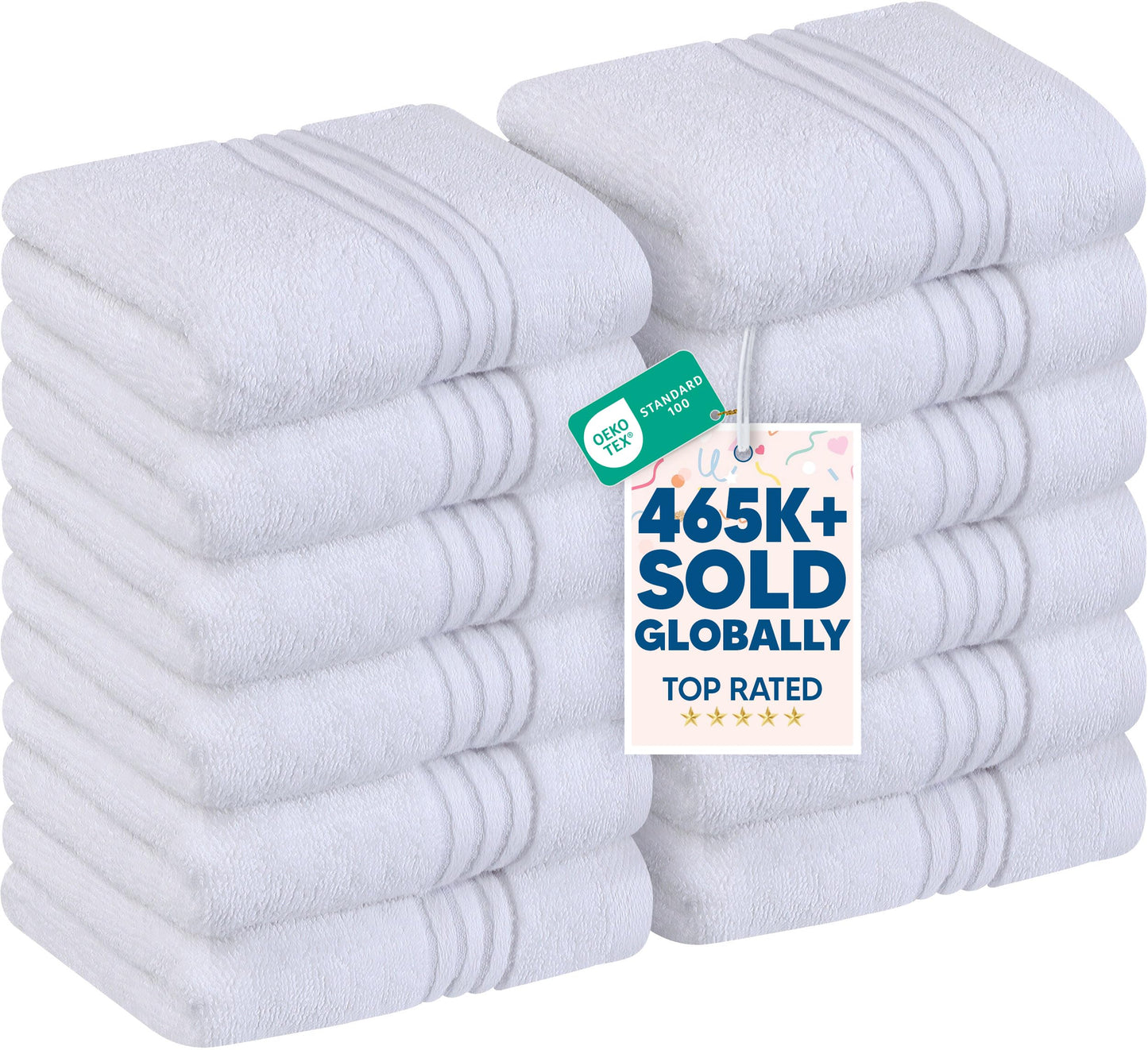 Utopia Towels 12 Pack Premium Wash Cloths Set, 12 by 12 Inches, 100% Cotton Ring Spun, Highly Absorbent and Soft Feel Washcloths for Bathroom, Spa, Gym, and Face, White