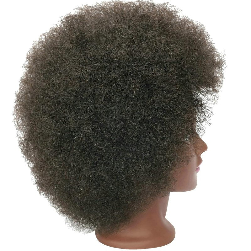 Skiennix Kinky Curly 100% Real Human Hair Mannequin Head - Ideal for Afro Cosmetology & Styling