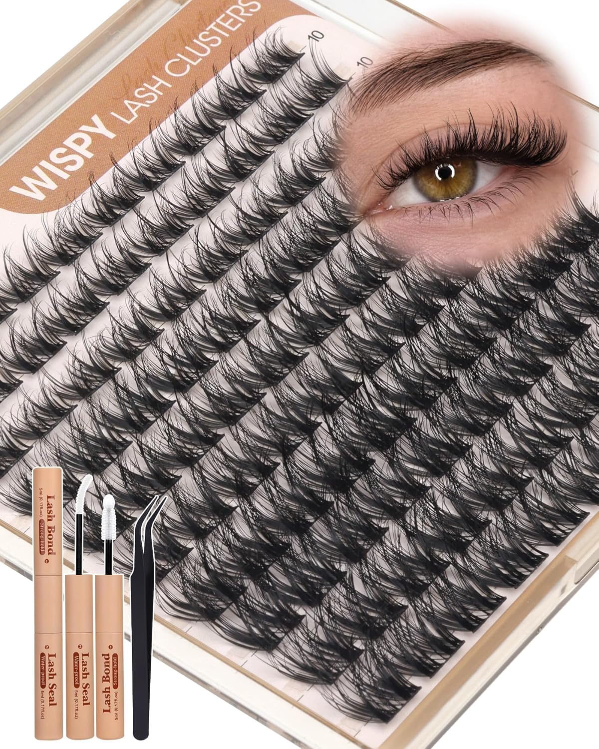 Wispy Lash Clusters Kit - Natural Fluffy Eyelash Extensions | D Curl, 10mm, 12mm, 14mm