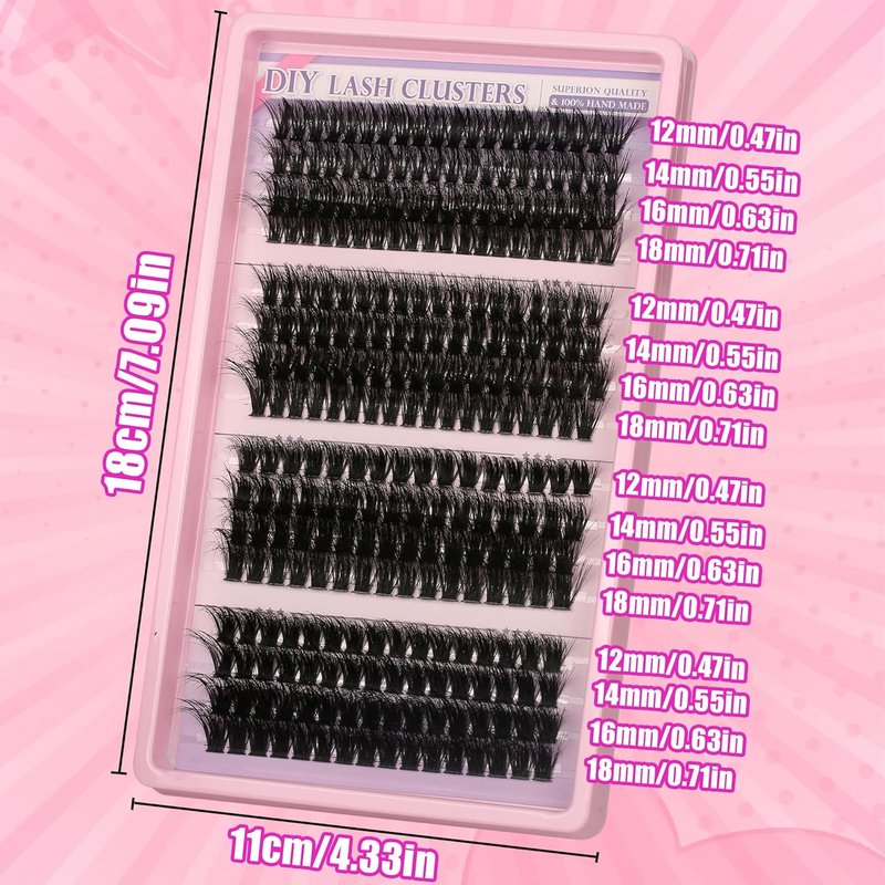 Skiennix 280Pcs Wispy Lash Clusters Kit - 60D to 120D D Curl Individual Lashes, 8-16mm DIY Extensions with Bond & Seal, Tweezers Included