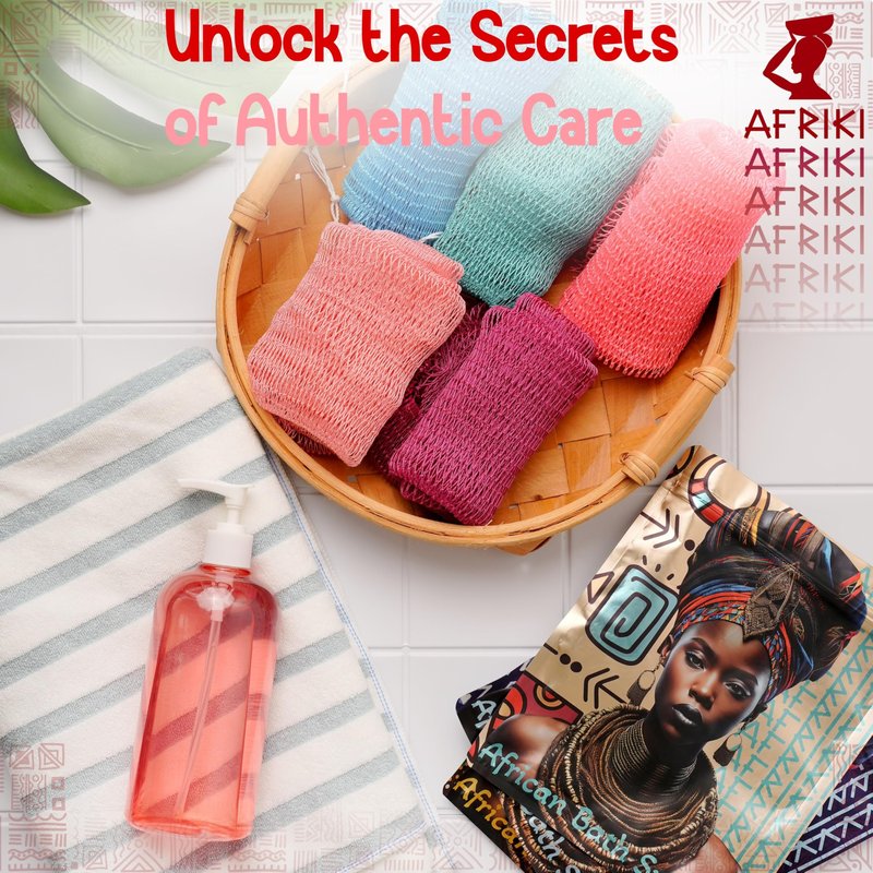 African Net Sponge, Premium Authentic Exfoliating Body Scrubber, Extra Long Stretch Bath Sponge for Shower, Deep Exfoliating Washcloth for Smooth Skin, 1 Pack (Pink)