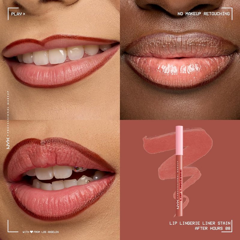 NYX Lip Lingerie Liner Stain - All-Day Waterproof Lip Color | After Hours (Warm Rose)