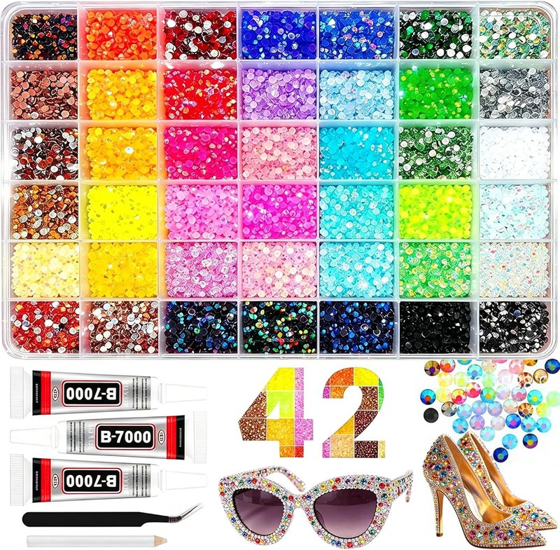 Bedazzler Kit - 46000 Pcs 3mm Flatback Rhinestones with Jewelry Glue, Tweezers & Pickup Pen for Nail Art | DIY Crafts & Fashion