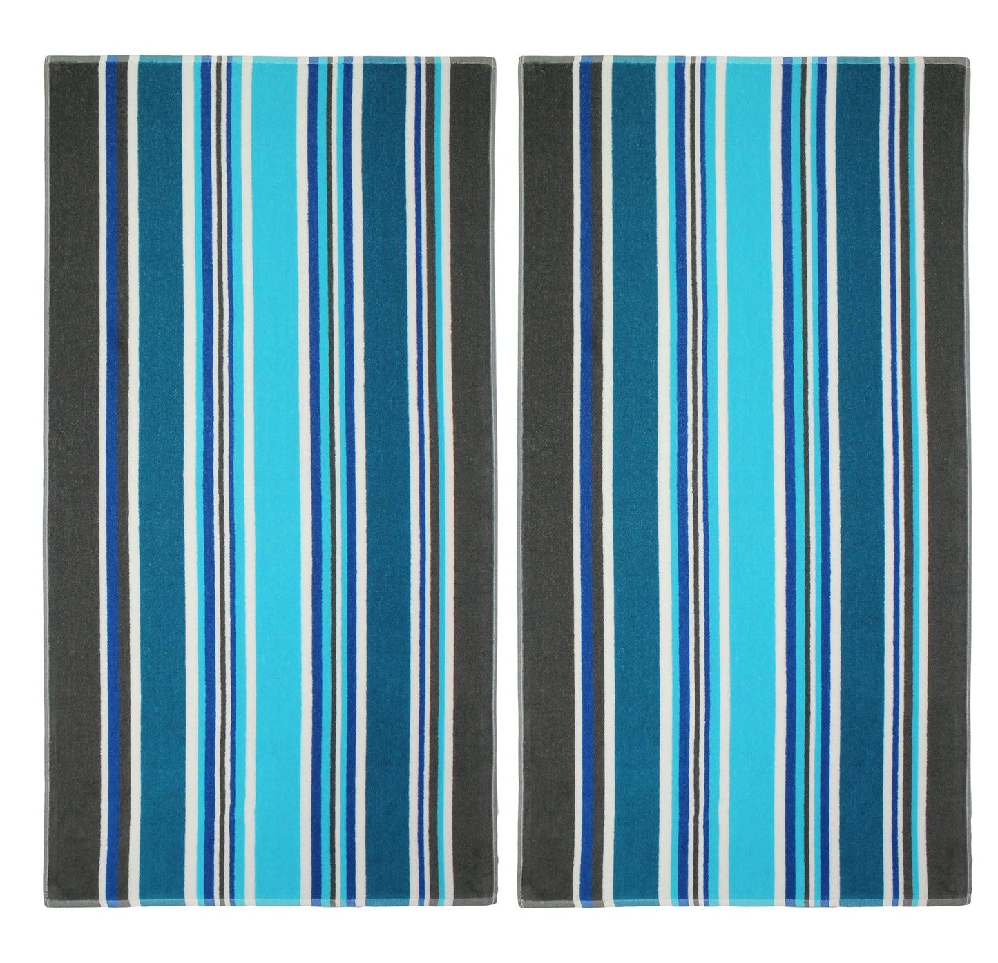 COTTON CRAFT Large Beach Towel - 2 Pack -30 x 60-100% Cotton Terry - Pool Picnic Bath Party - Colorful Absorbent Light Weight Quick Dry Easy Care - Plush Super Soft Luxury Gift - 450 GSM- Cabana Blue