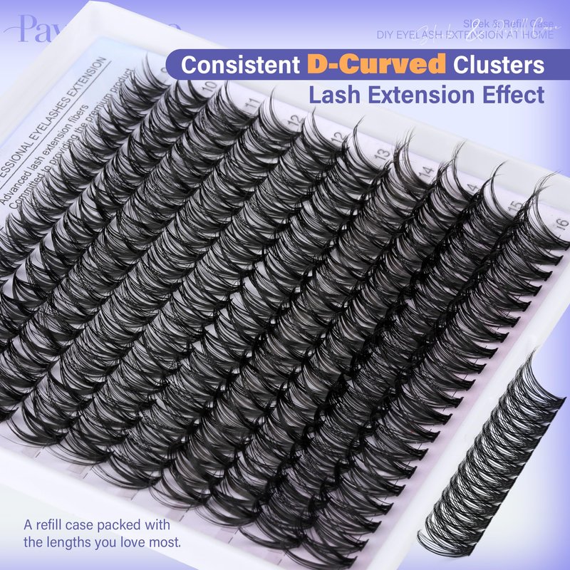 Pawotence Lash Clusters 200pcs Individual Lashes 40D Cluster Eyelash Extensions 9-16mm Eyelash Clusters Lash Extensions for Self Application (40D, 0.07D, 9-16mm)
