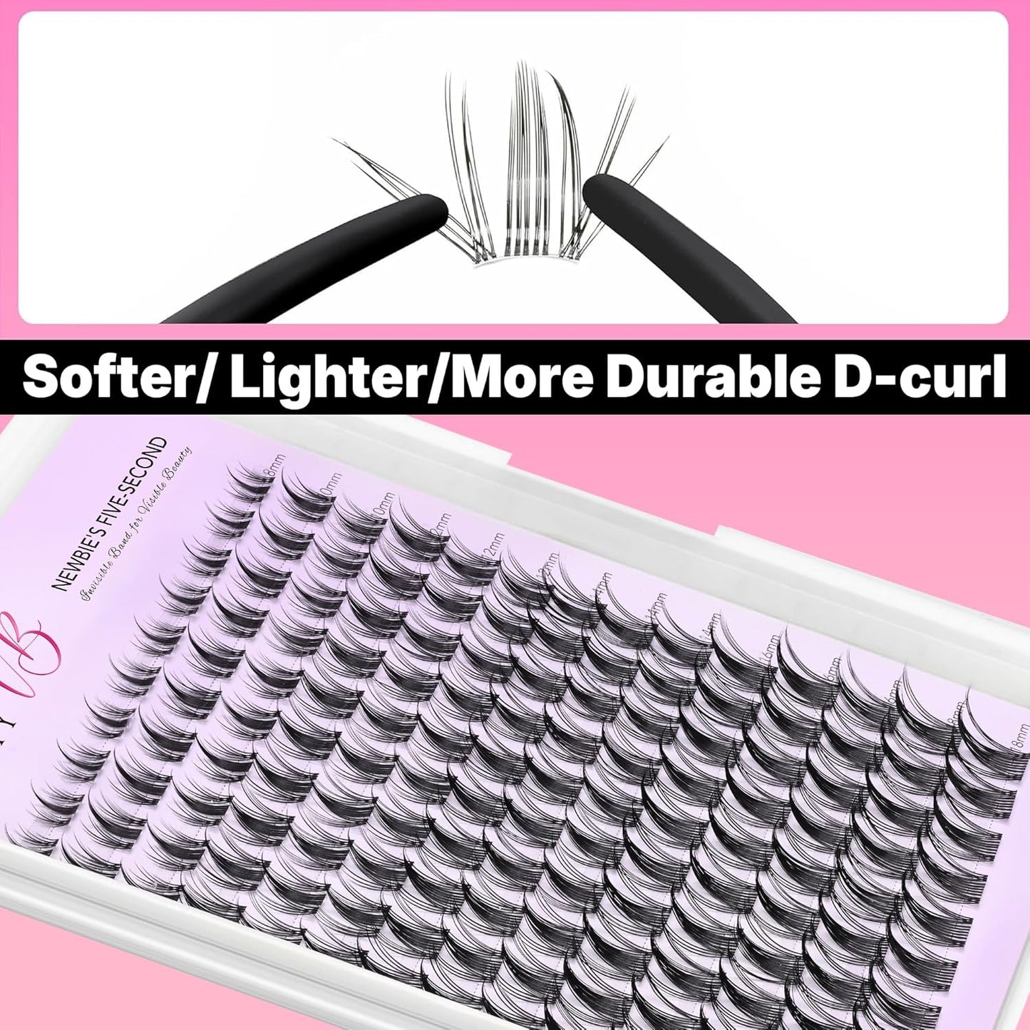 VEYESBEAUTY Manga Lash Clusters - DIY Individual Eyelash Extensions with Thin Invisible Band | 8-18mm Mixed Lengths