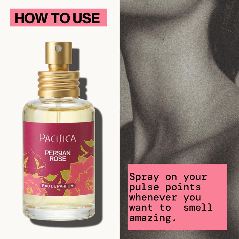 Pacifica Beauty Persian Rose Spray Perfume, Romantic Floral Fragrance, Vegan, Non-Toxic, Classic Feminine Scent with Natural Essential Oils, Cruelty-Free 1oz