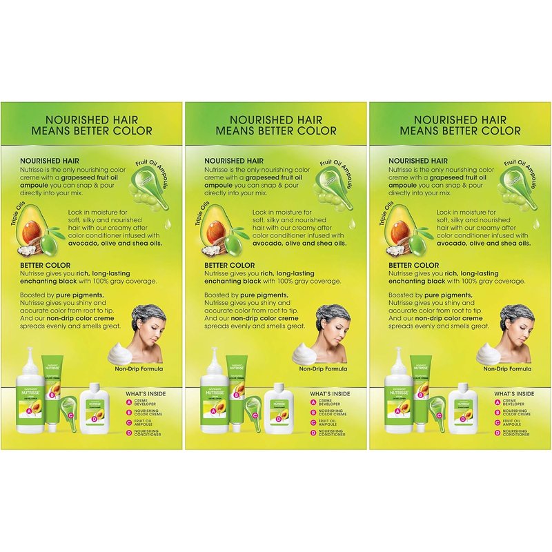 Garnier Nutrisse Nourishing Color Crème - 20 Soft Black (Black Tea) | 3-Pack for Vibrant Color