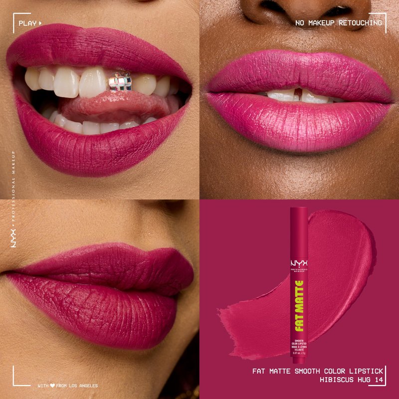 NYX PROFESSIONAL MAKEUP Fat Matte Lipstick, Pigmented, Smoothing, & Non-Drying Lip Crayon, Long Lasting Lip Makeup, Vegan & Cruelty Free - Hibiscus Hug (Magenta)
