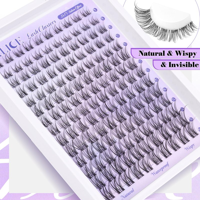 Lash Clusters Natural Lash Extensions Invisible Band Waterproof 8-16mm Cluster Eyelash Extensions Wispy Eyelash Clusters Individual Lashes Cluster Lashes by ALICE