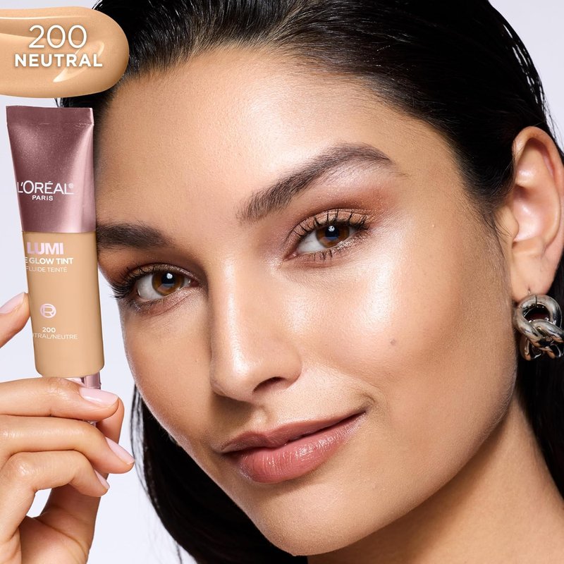 L'Oreal Paris Lumi Le Glow Skin Tint - Lightweight Water-Based Tinted Serum for Radiant Skin | Neutral 200, 0.85 Fl Oz