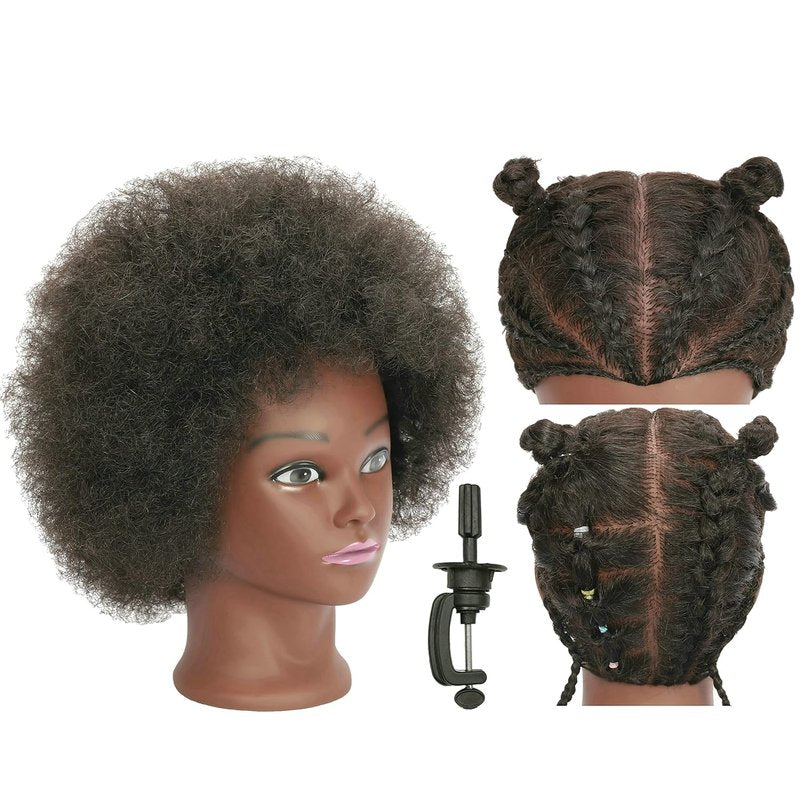 Skiennix Kinky Curly 100% Real Human Hair Mannequin Head - Ideal for Afro Cosmetology & Styling