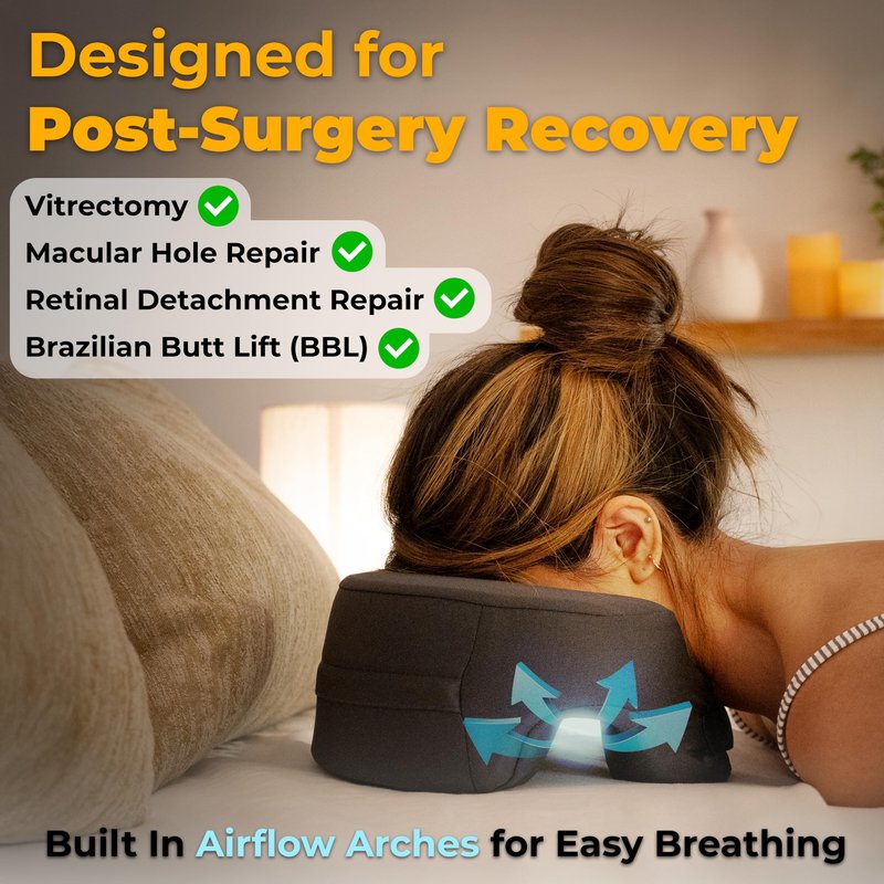 Faceplant Face Down Pillow - Adjustable Memory Foam Stomach Sleeping Pillow - Face Down Pillow after Eye Surgery - Massage Headrest for Bed - and Prone Cushion for Rest and Recovery Reimagined