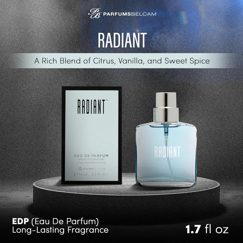 PB ParfumsBelcam Radiant Eau de Parfum for Women - Warm Oriental Vanilla & Citrus Notes | 1.7 Fl Oz