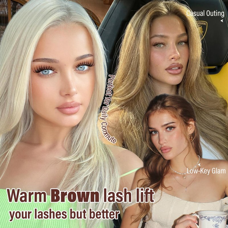 Flora Brown Lash Clusters Kit Wispy Brown Cluster Eyelash Extensions Kit, Natural C Curl Lash Extension Kit 8-18mm Individual Lashes DIY with Bond and Seal & Tweezers, 132Pcs