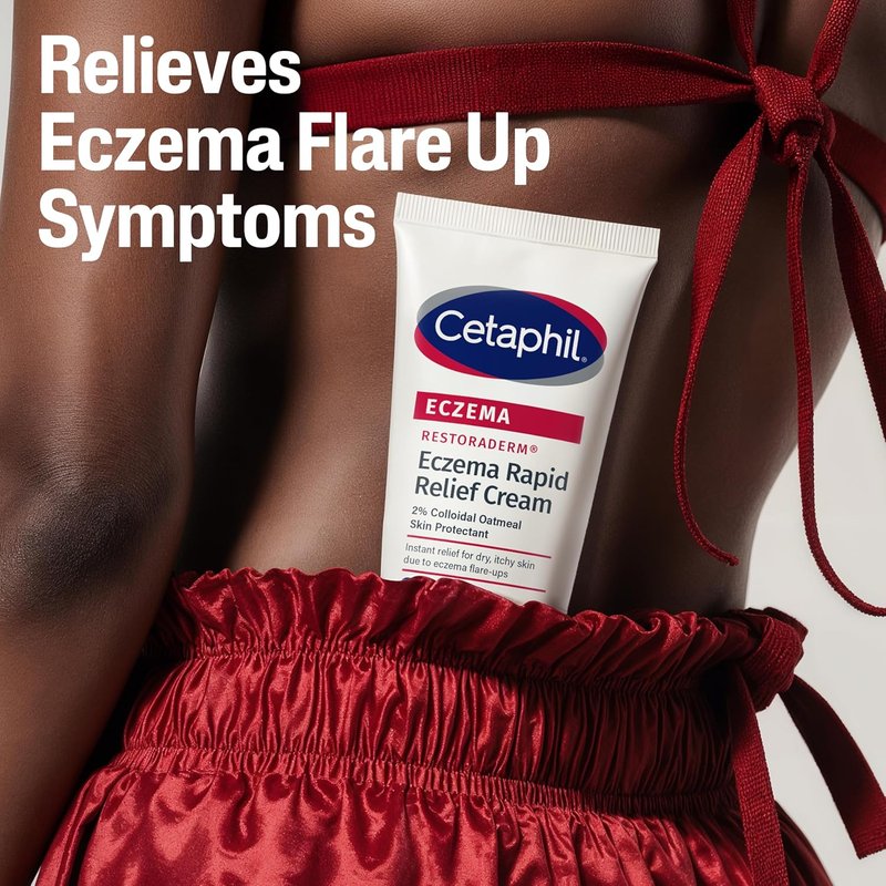 CETAPHIL Eczema Restoraderm Flare-Up Relief Cream - 8 oz | 48-Hour Hydration, Steroid-Free, Colloidal Oatmeal