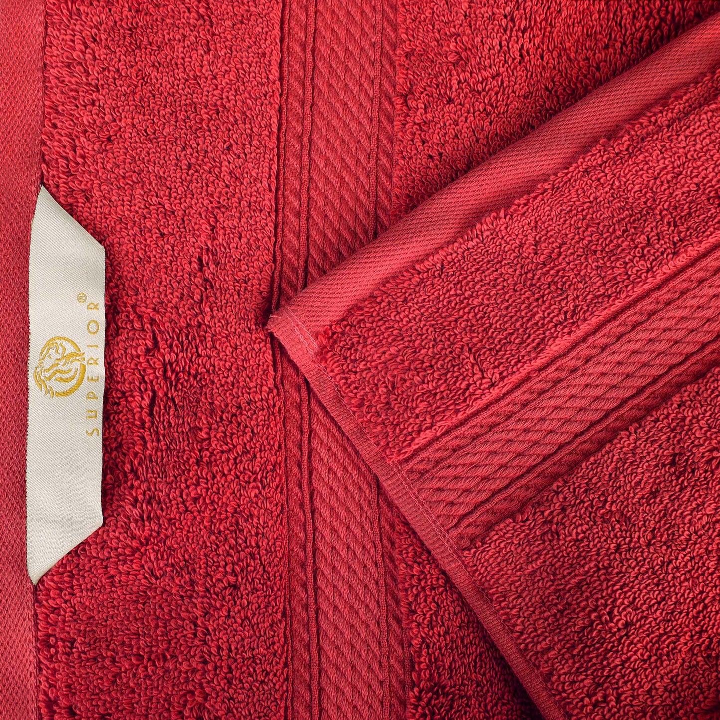 SUPERIOR Egyptian Cotton Pile Heavyweight Bath Sheet, 2 Piece Set, Red
