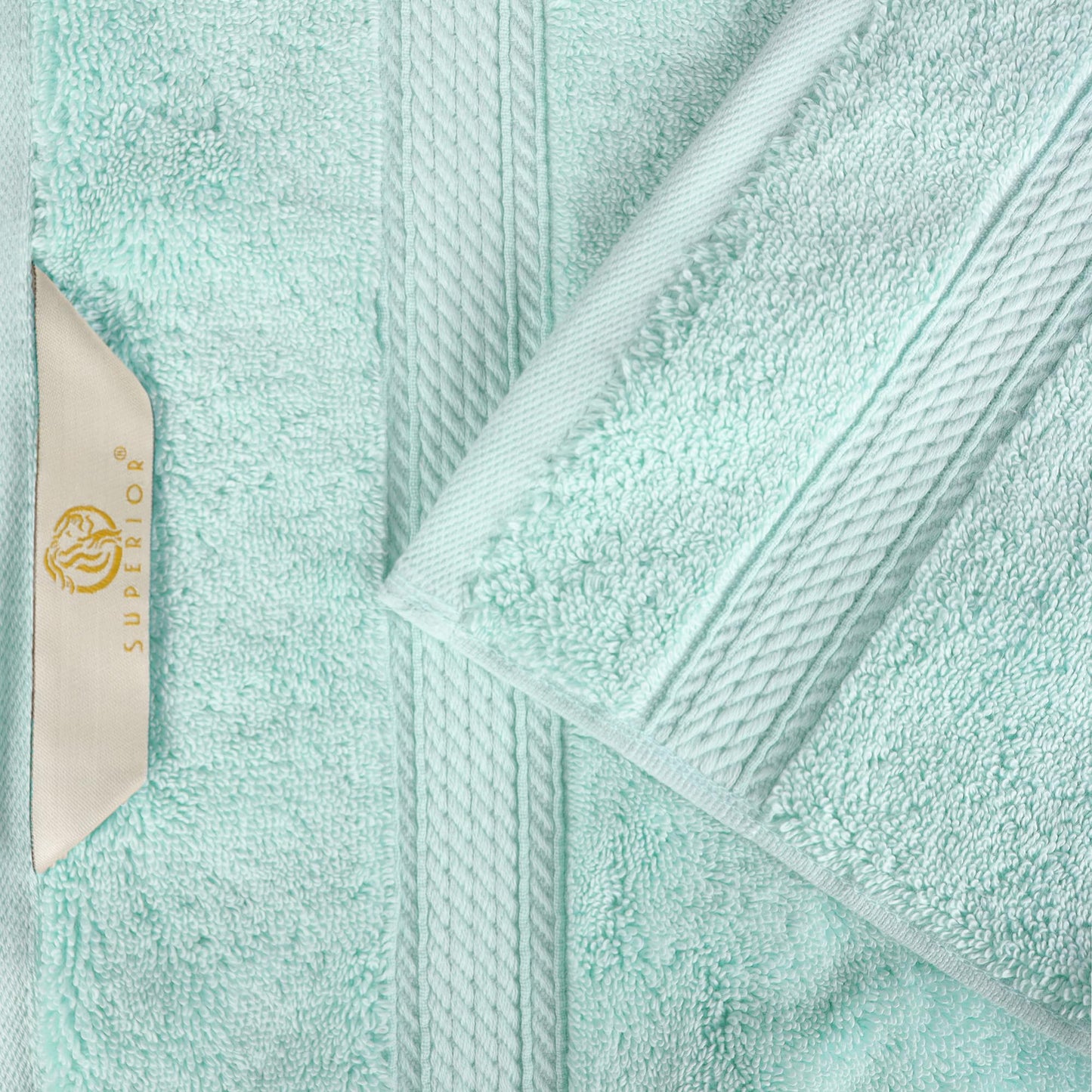 Superior Egyptian Cotton Pile 9 Piece Towel Set, Includes 3 Bath, 3 Hand, 3 Face Towels/Washcloths, Ultra Soft Luxury Towels, Thick Plush Essentials, Guest Bath, Spa, Hotel Bathroom, Sea Foam