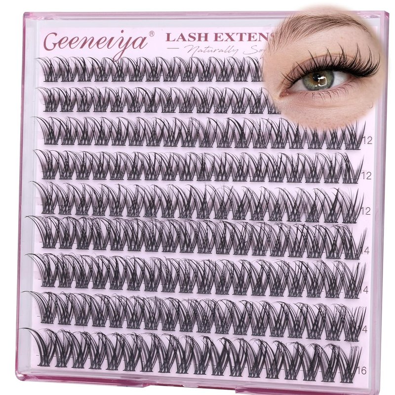 Natural Lash Clusters - Wispy C Curl Eyelash Extensions | 10-16MM Flexible Band for DIY Applications