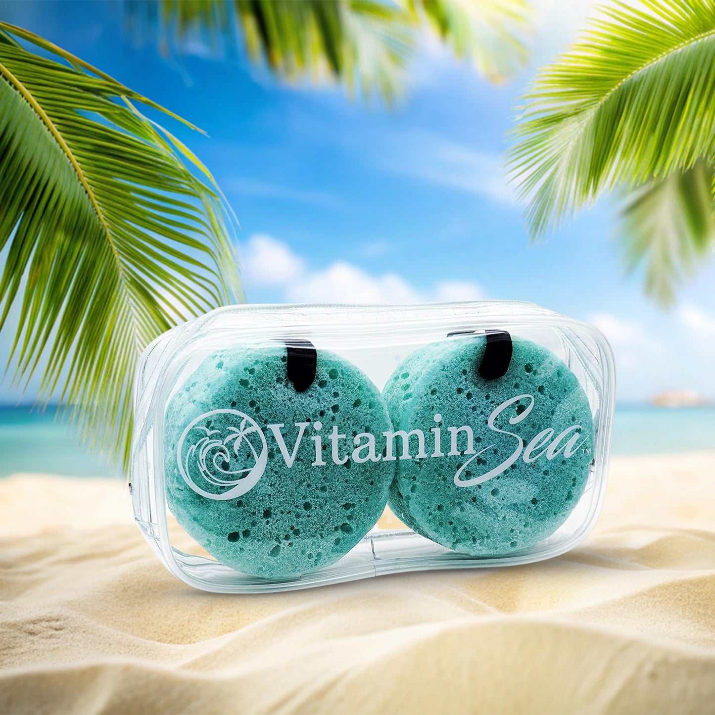 Travel Size Body Wash Women Shower Sponges (2 Pack) | 30 + Washes Travel Loofah with Case | Travel Body Wash Women Shower Sponge Soap w/Natural Extracts | Travel Soap Sponge Body Wash (Ocean Breeze)