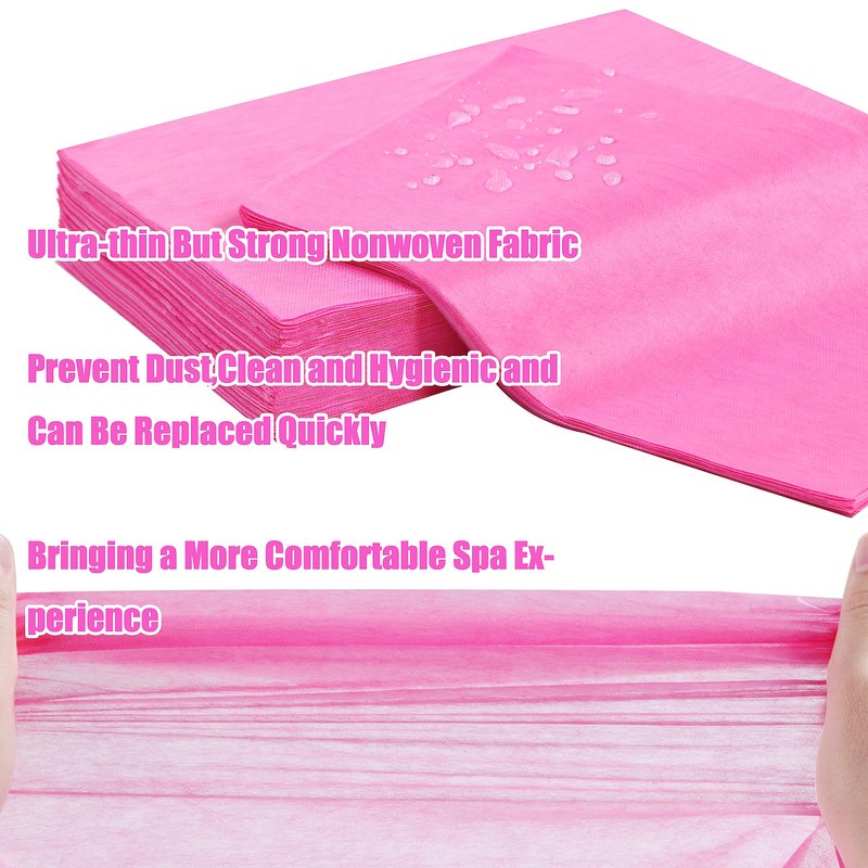 Disposable Bed Sheets for Massage Table 100 Pcs 31" x 71" Waterproof Massage Table Sheets Soft Non Woven Fabric SPA Massage Table Bed Cover Breathable for Beauty Tattoos Waxing Travel (Pink)