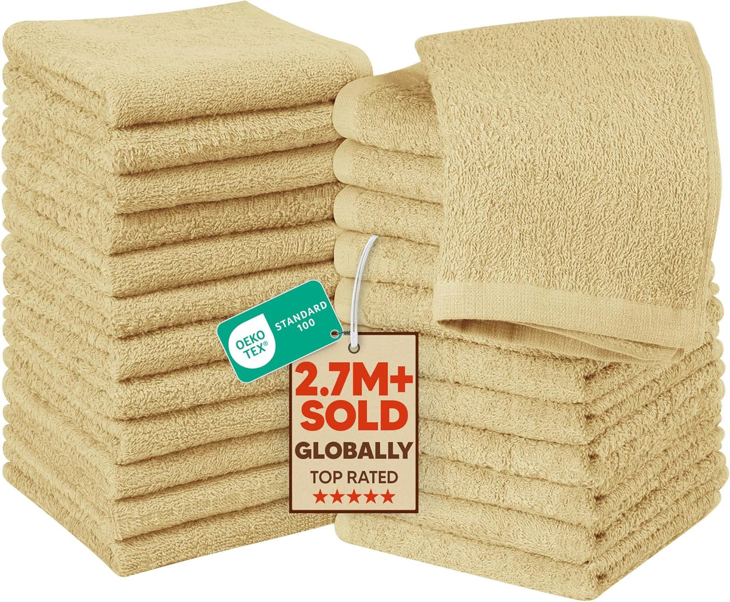 Utopia Towels 24 Pack Cotton Washcloths - Premium 100% Ring Spun Cotton, Highly Absorbent, Soft White Face Cloths