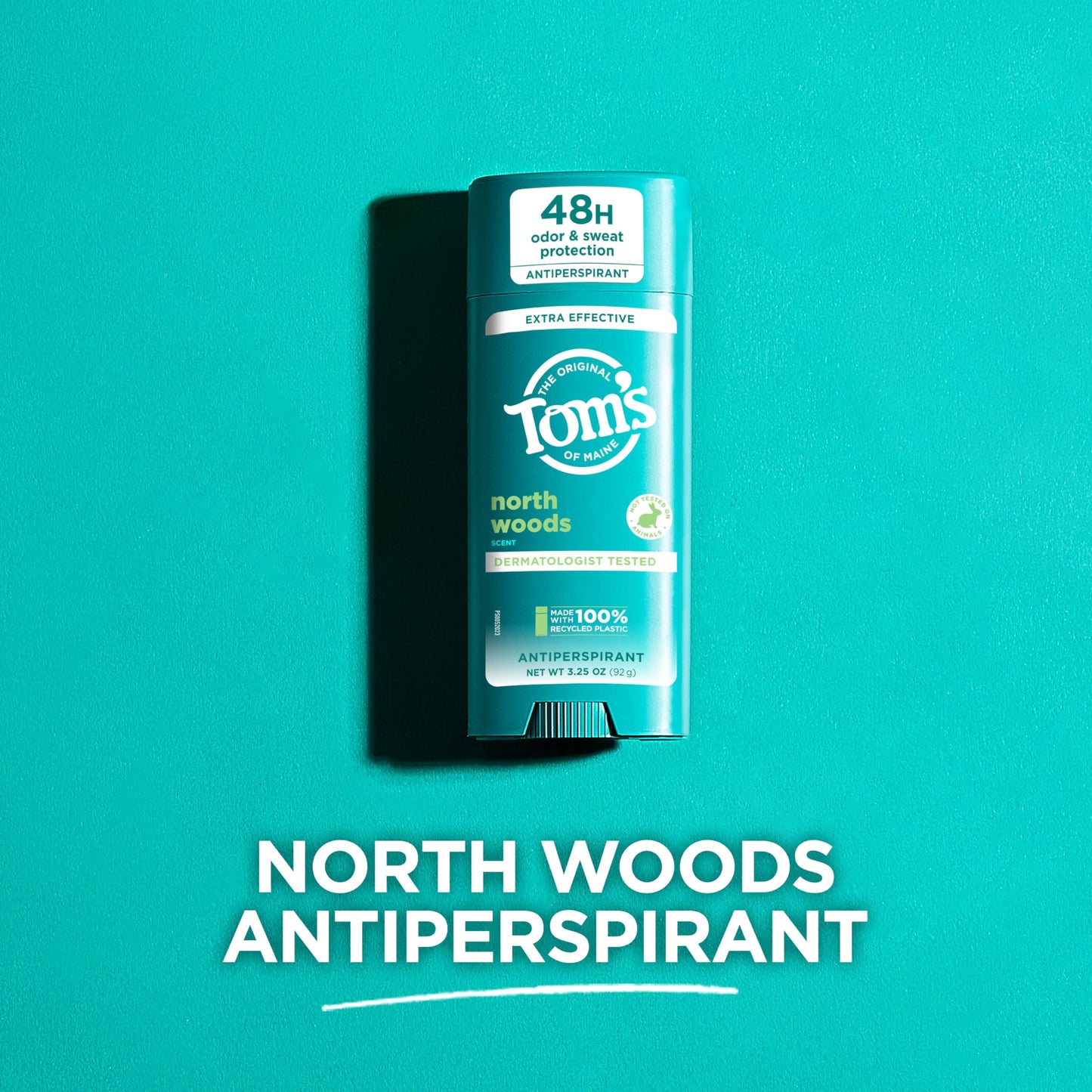 Tom’s of Maine North Woods Antiperspirant Deodorant for Men and Women,48 HR Odor & Sweat Protection,Patchouli and Lavender Scent,3.25 oz,(Pack of 4)